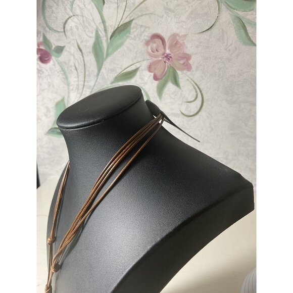 Paparazzi Brown Leather Feather Pendant Necklace - Picture 3 of 4